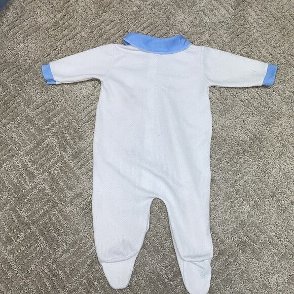 Vintage White With Blue Trim Winnie The Pooh Footed Sleeper One Piece Sz 0-3m - Picture 7 of 7